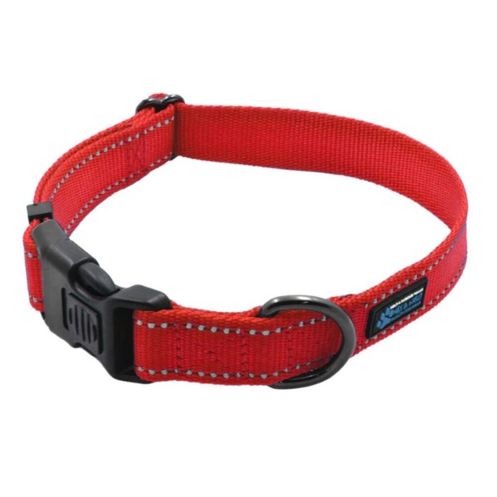 Dog Collar & Leash: Matching Red Reflective Collar & 6-ft Leash, Medium